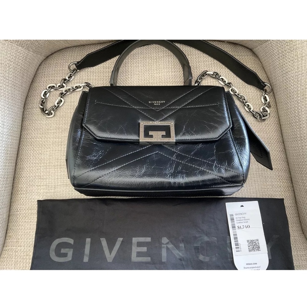 Givenchy City Calfskin Leather Black Bag ID Flap Bag